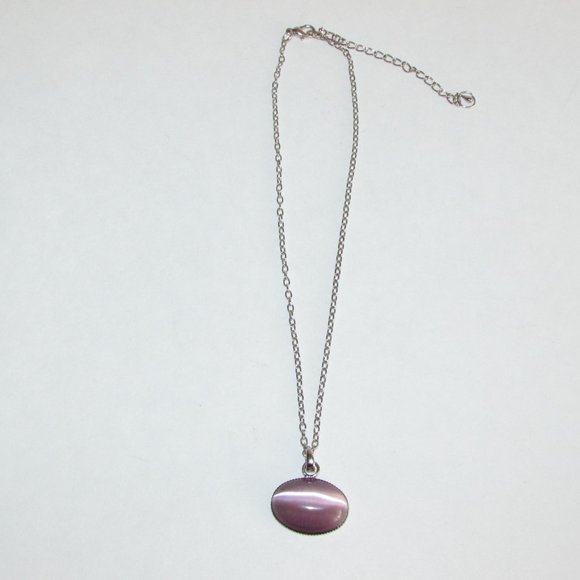 Necklace Impulse & Co. Silver Tone & Purple Cabochon Adjustable Unused - Picture 3 of 5